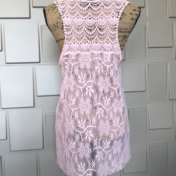 Almost Famous top pink baby doll style sleeveless racer back lace back Size 1X - Picture 4 of 4
